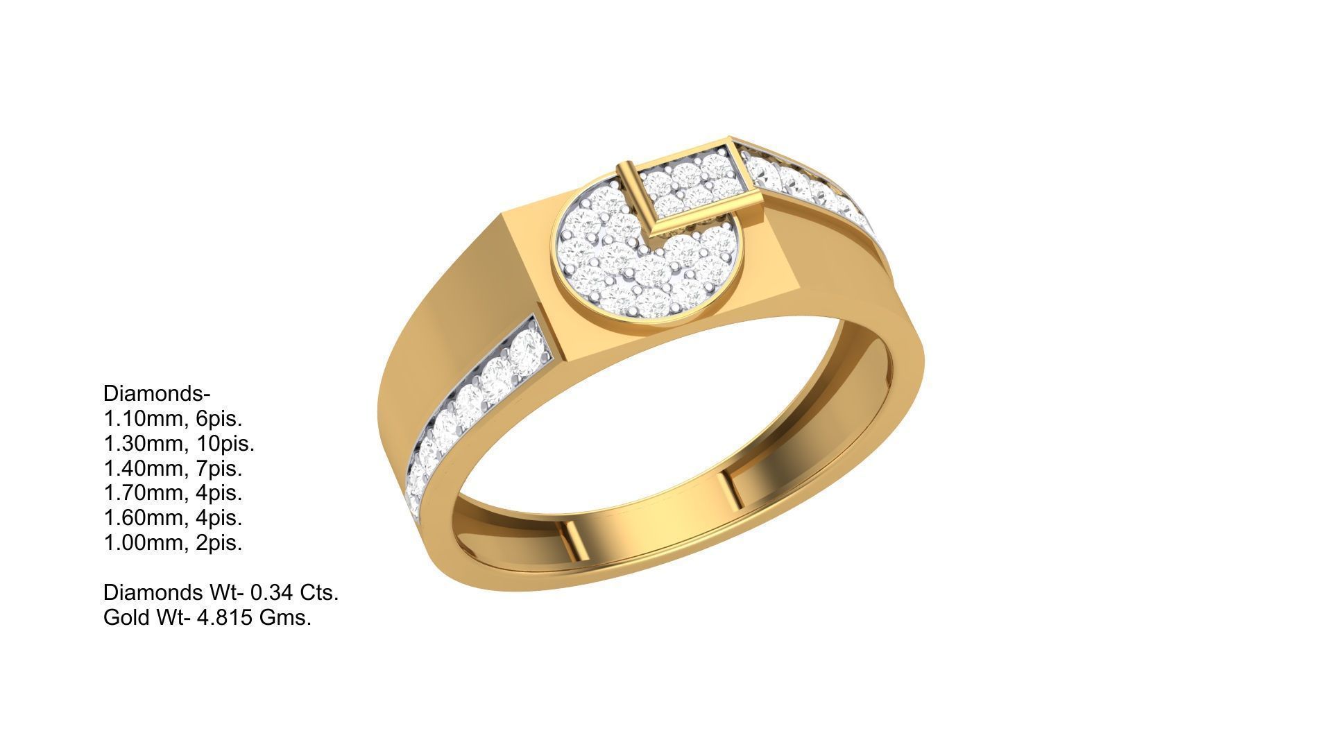 Men Groom Gents Diamond Ring 3dm stl obj mtl 3mf glb 3D print model_3