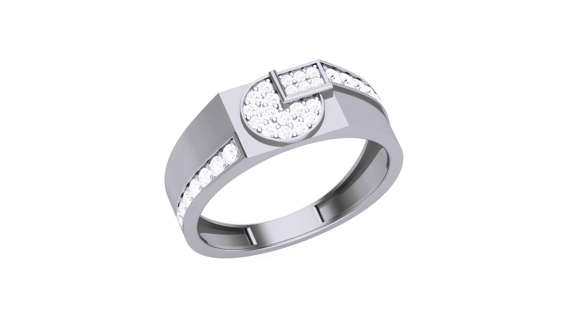Men Groom Gents Diamond Ring 3dm stl obj mtl 3mf glb 3D print model_1