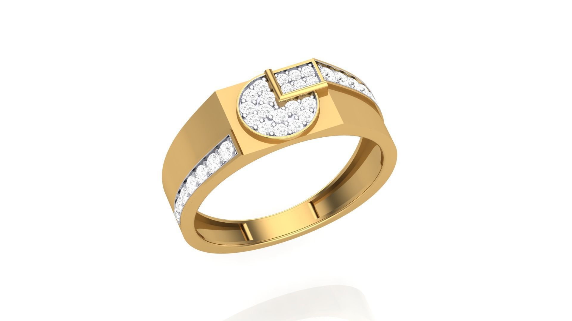 Men Groom Gents Diamond Ring 3dm stl obj mtl 3mf glb 3D print model_2