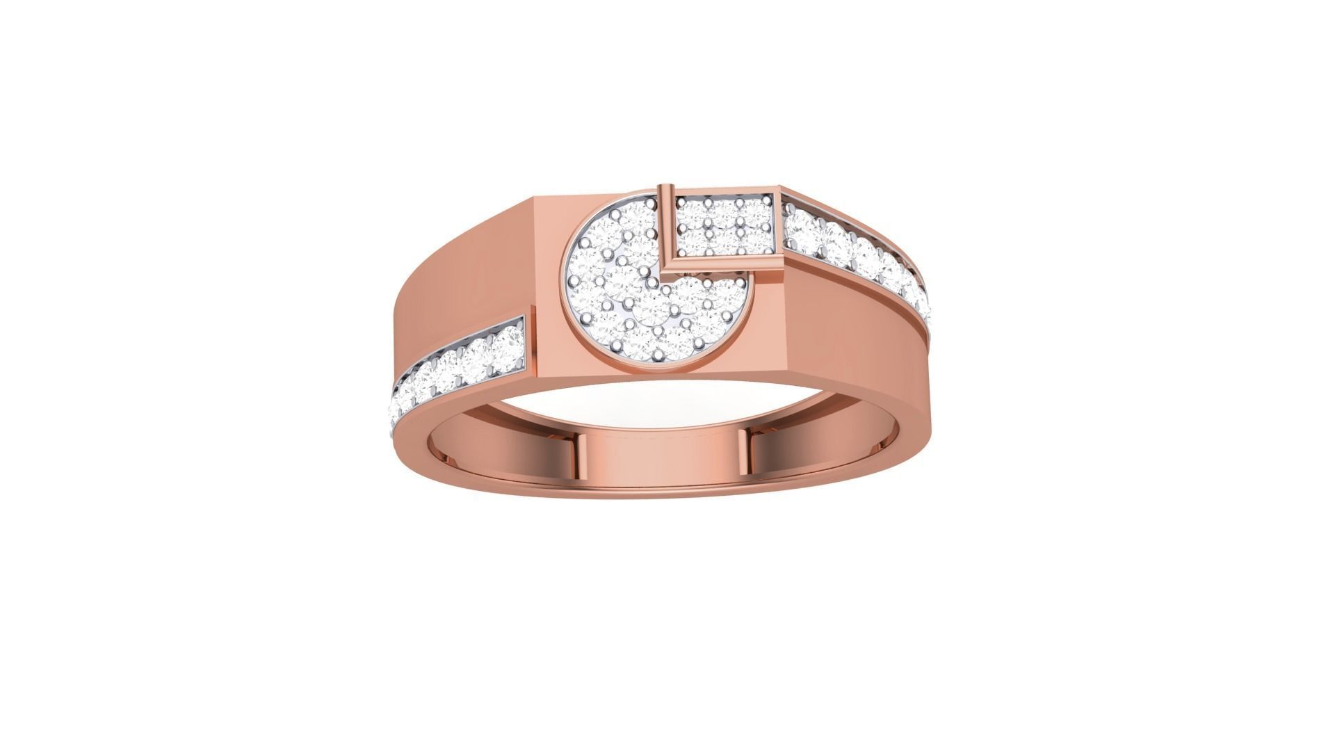 Men Groom Gents Diamond Ring 3dm stl obj mtl 3mf glb 3D print model_5