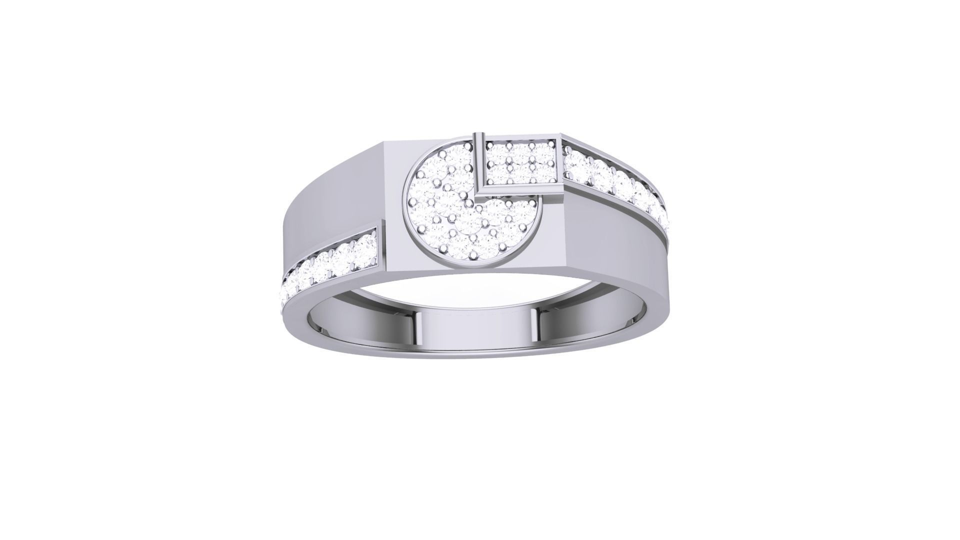 Men Groom Gents Diamond Ring 3dm stl obj mtl 3mf glb 3D print model_6