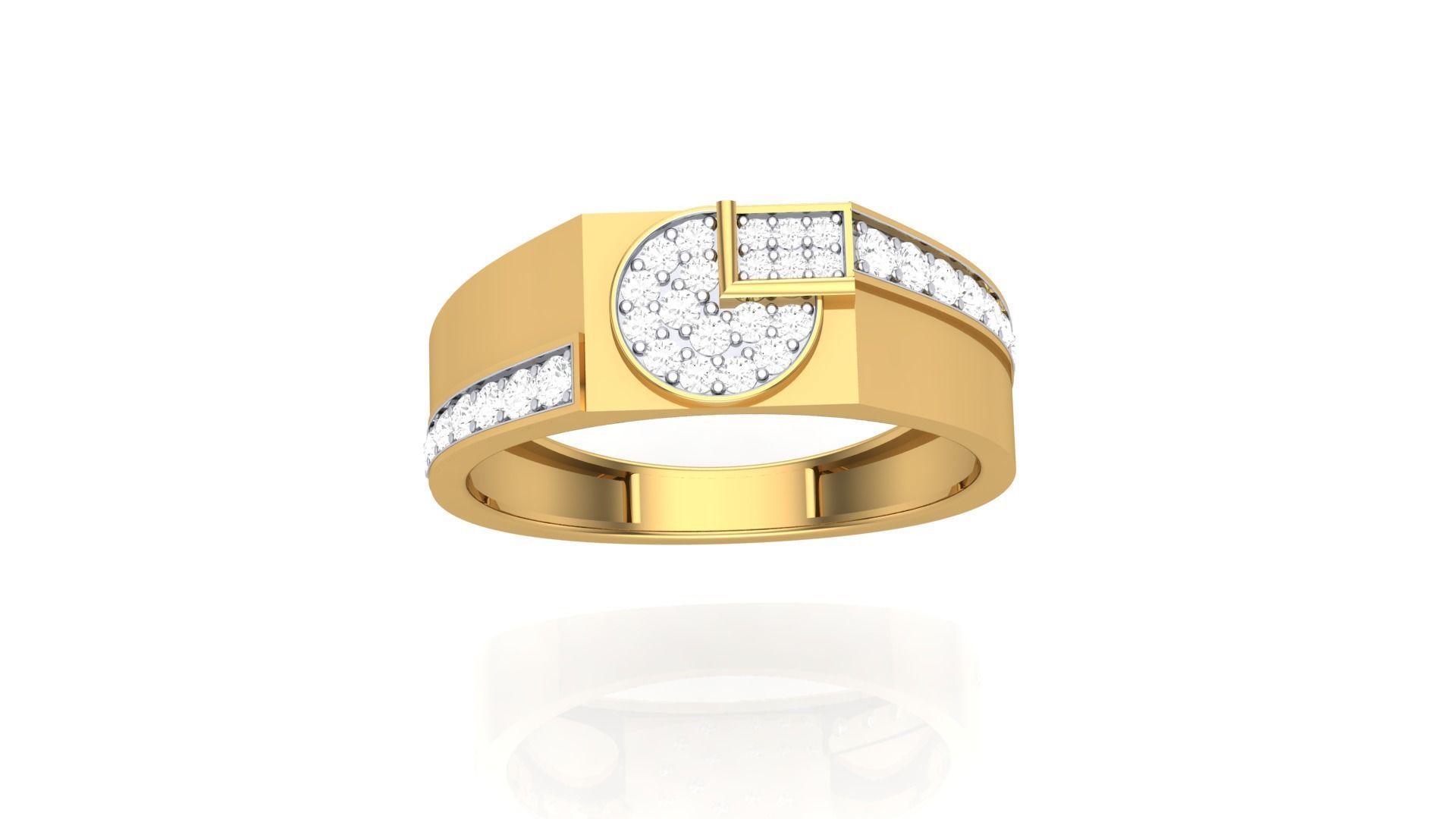 Men Groom Gents Diamond Ring 3dm stl obj mtl 3mf glb 3D print model_4