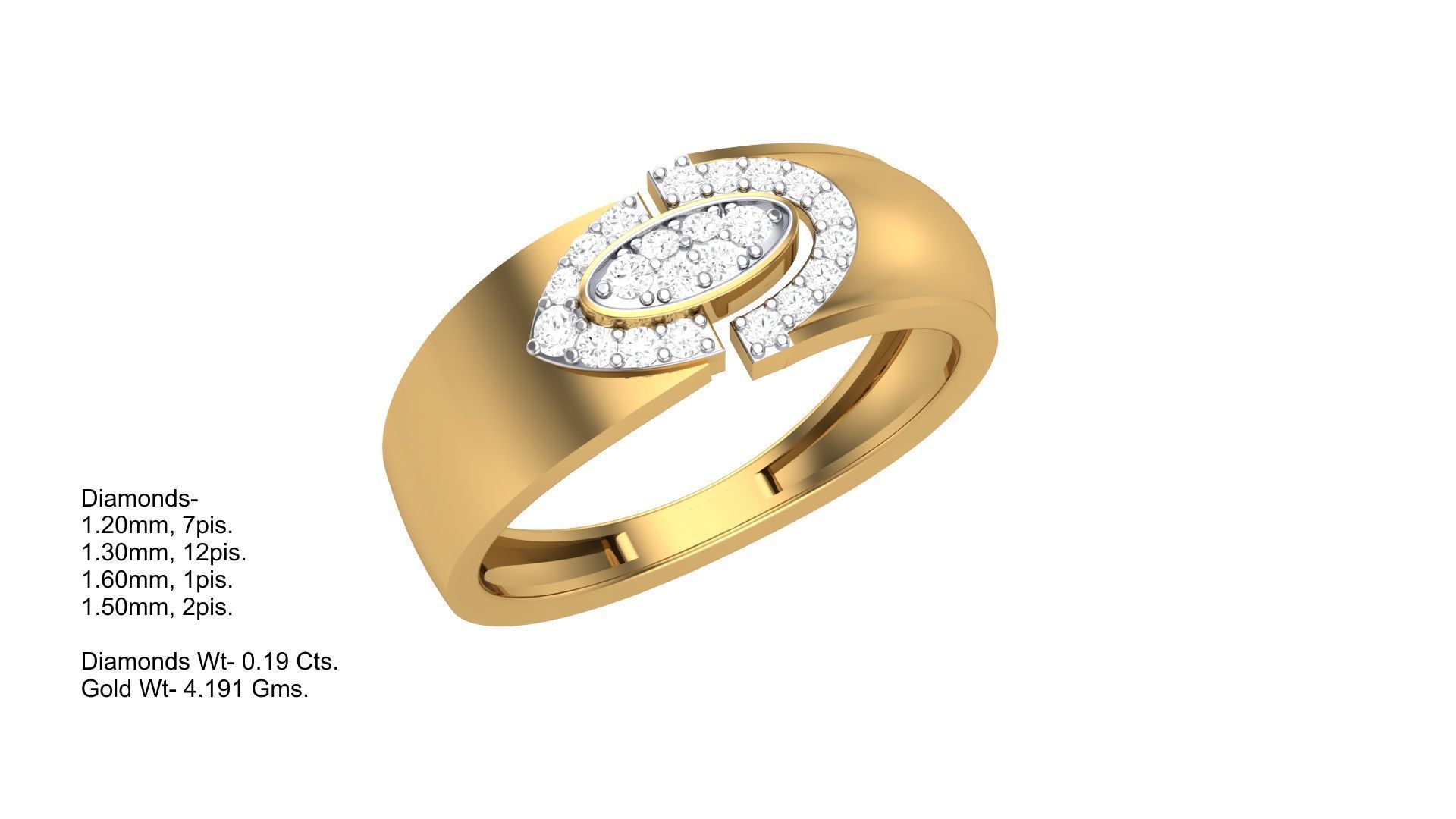 Men Groom Gents Diamond Ring 3dm stl obj mtl 3mf glb 3D print model_3