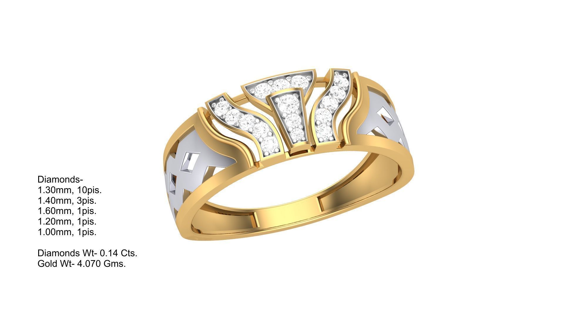 Men Groom Gents Diamond Ring 3dm stl obj mtl 3mf glb 3D print model_3