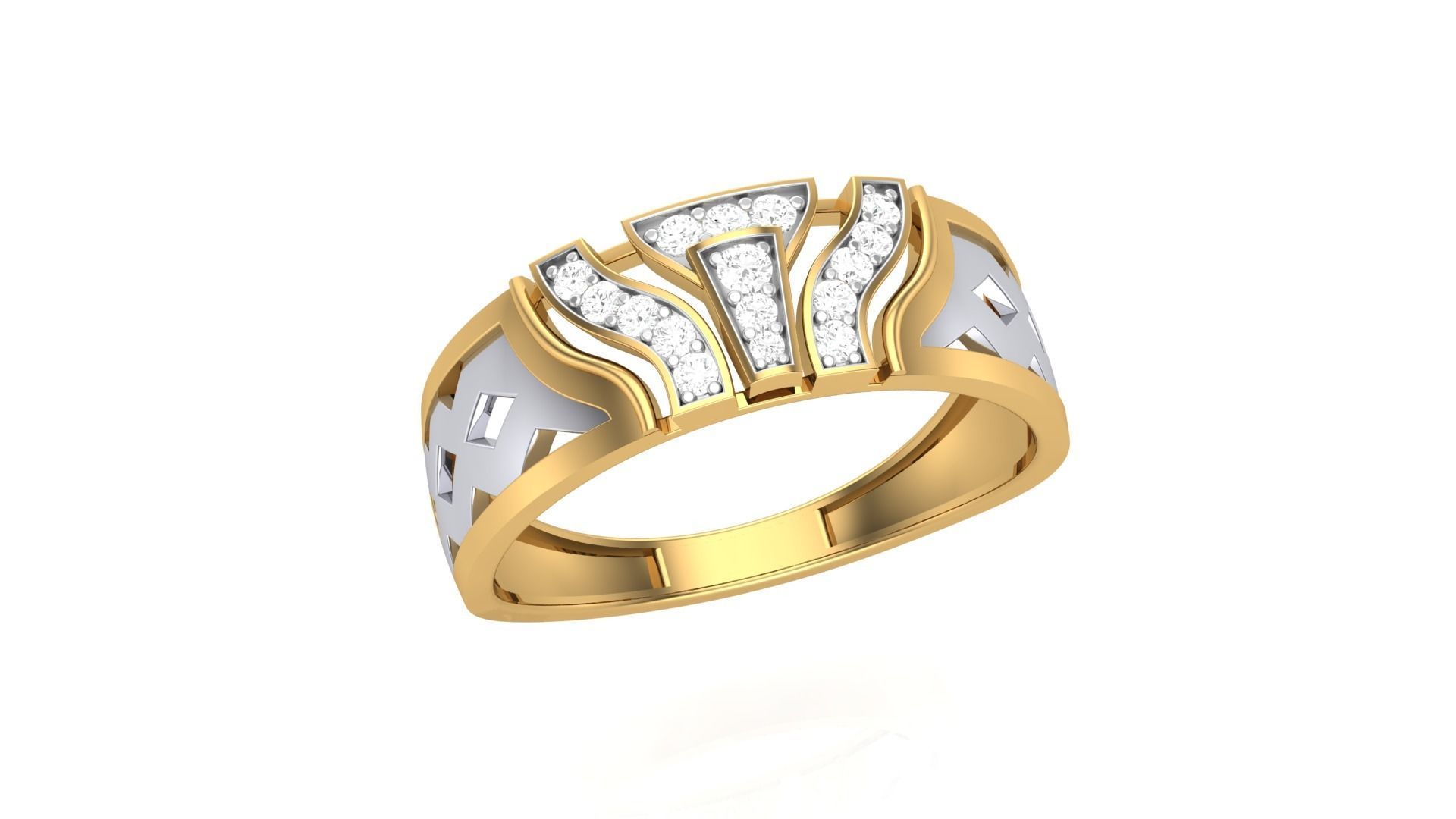 Men Groom Gents Diamond Ring 3dm stl obj mtl 3mf glb 3D print model_2