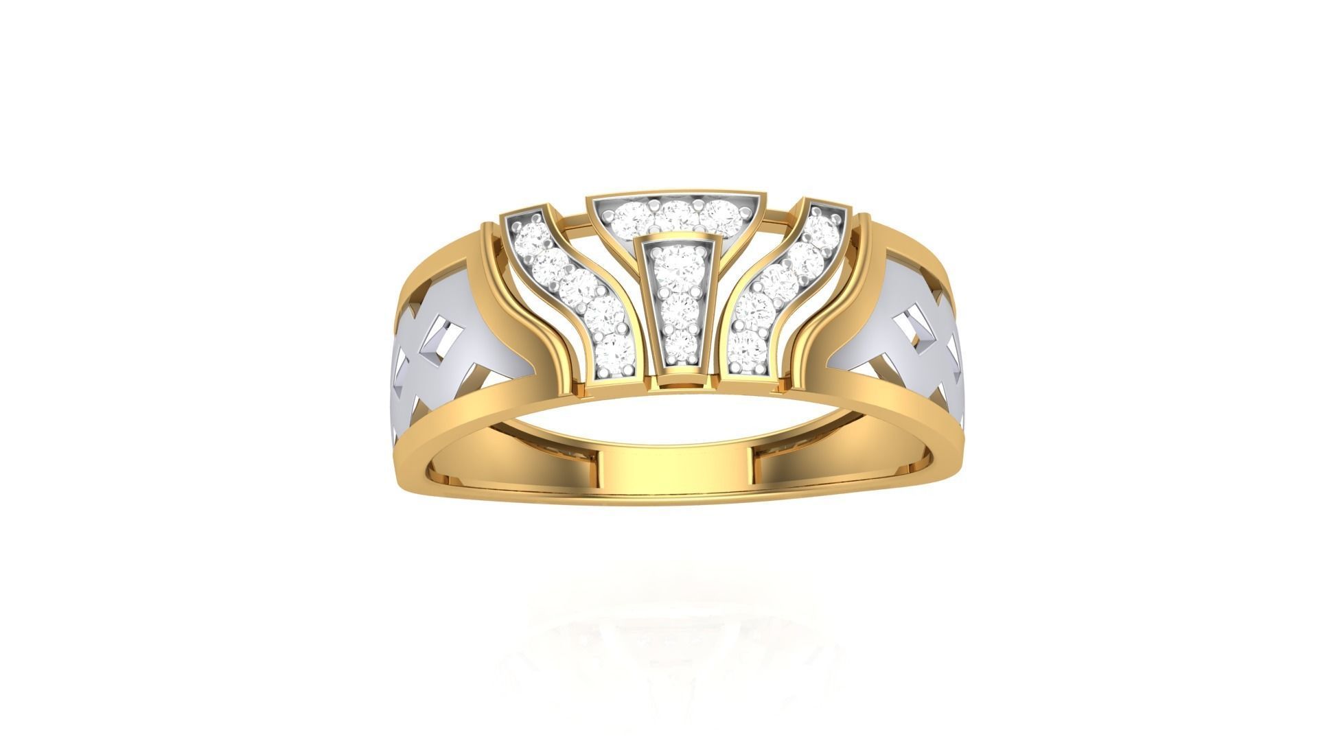 Men Groom Gents Diamond Ring 3dm stl obj mtl 3mf glb 3D print model_4