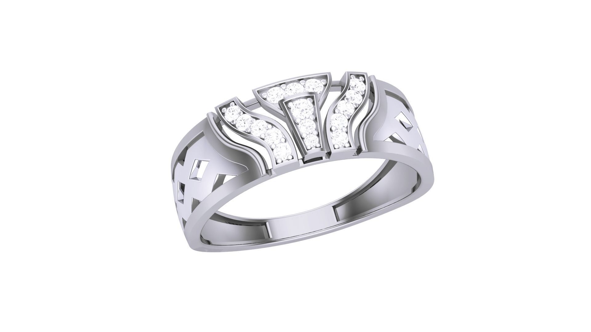 Men Groom Gents Diamond Ring 3dm stl obj mtl 3mf glb 3D print model_1