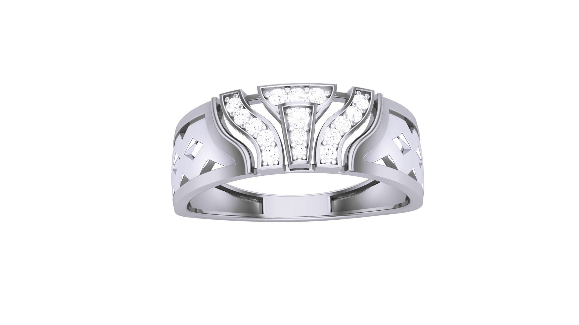 Men Groom Gents Diamond Ring 3dm stl obj mtl 3mf glb 3D print model_5