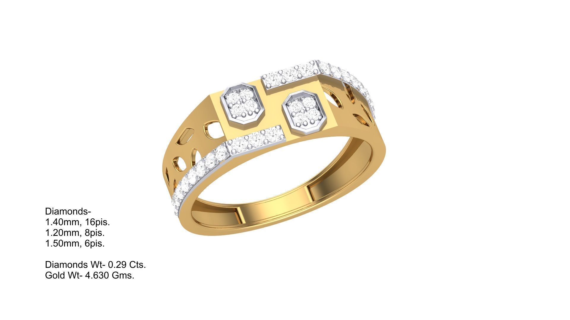 Men Groom Gents Diamond Ring 3dm stl obj mtl 3mf glb 3D print model_4