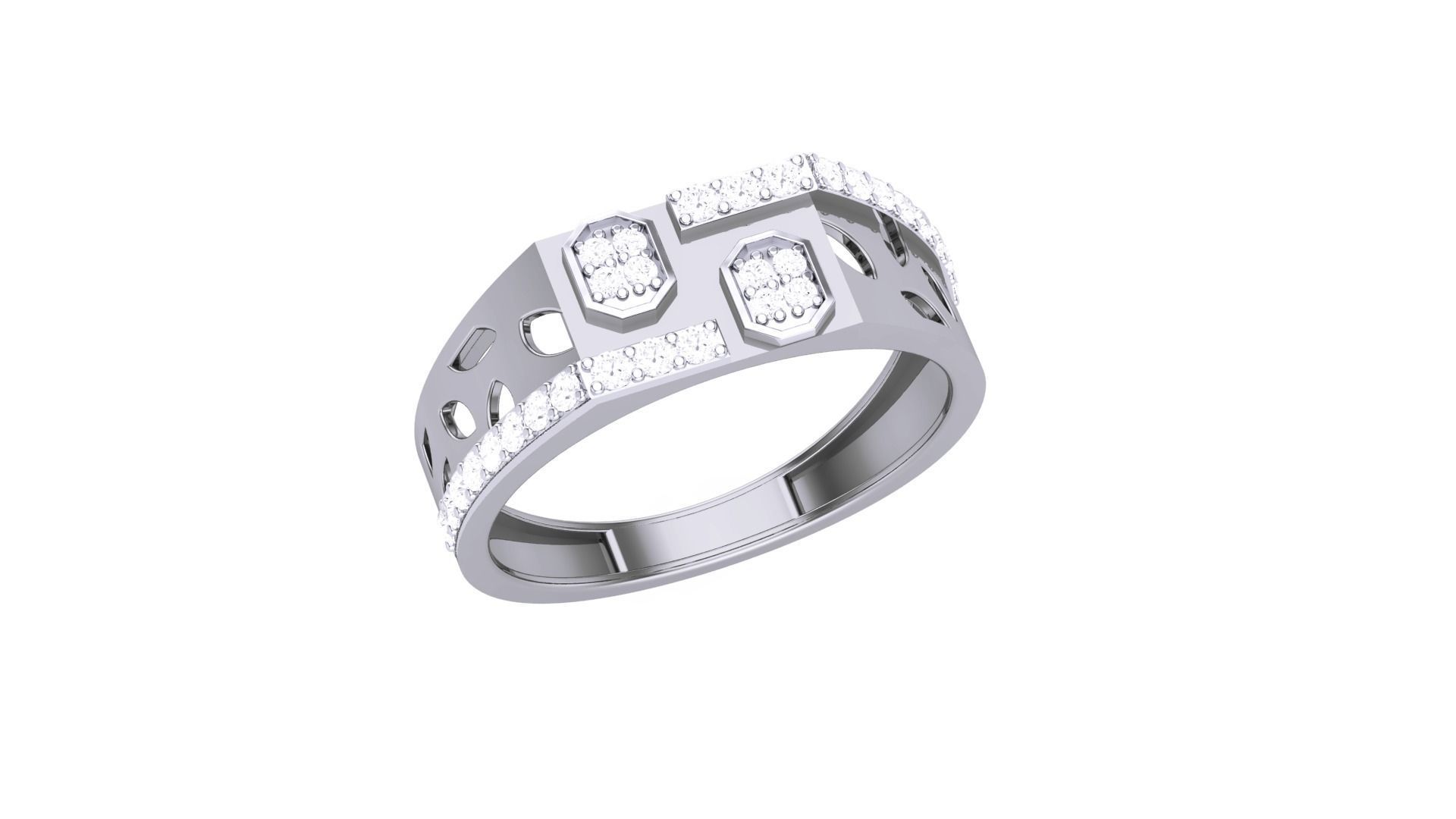 Men Groom Gents Diamond Ring 3dm stl obj mtl 3mf glb 3D print model_1