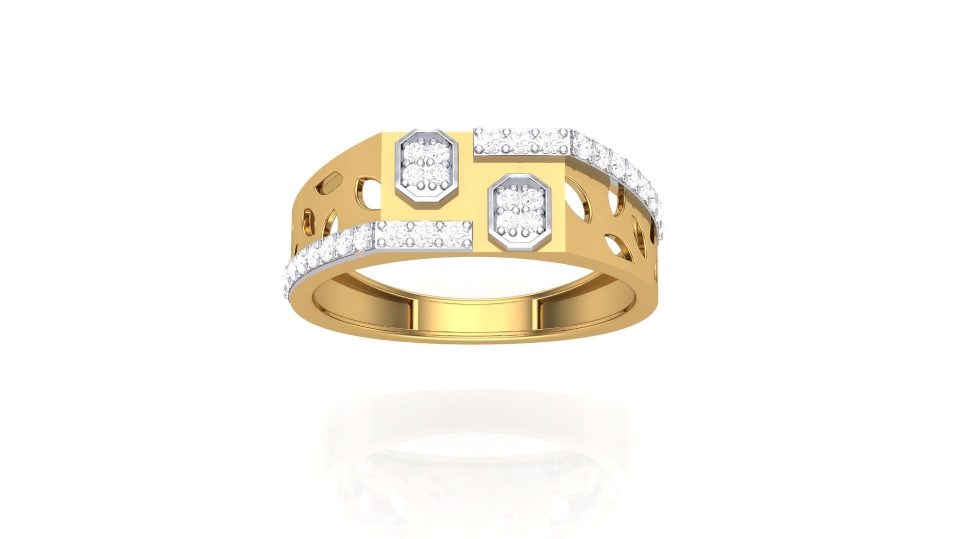 Men Groom Gents Diamond Ring 3dm stl obj mtl 3mf glb 3D print model_3