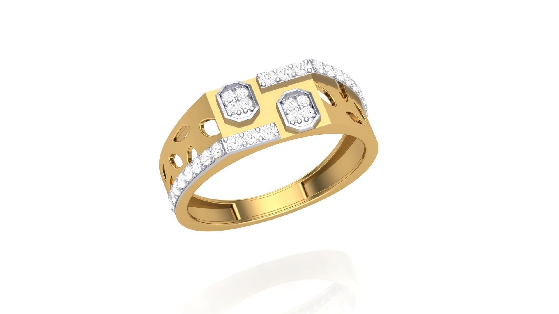 Men Groom Gents Diamond Ring 3dm stl obj mtl 3mf glb 3D print model_2