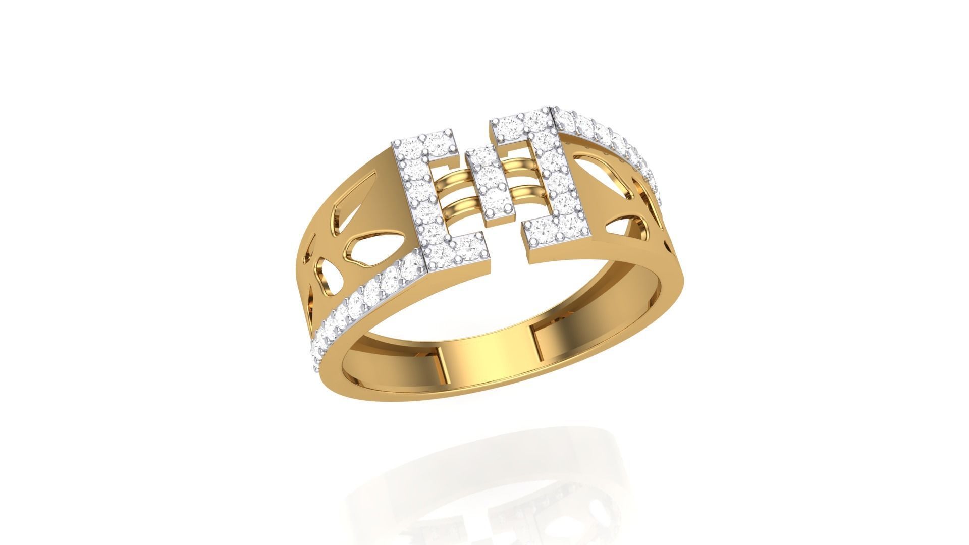 Men Groom Gents Diamond Ring 3dm stl obj mtl 3mf glb 3D print model_2
