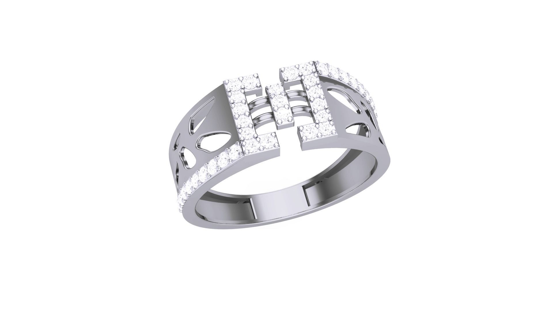 Men Groom Gents Diamond Ring 3dm stl obj mtl 3mf glb 3D print model_1