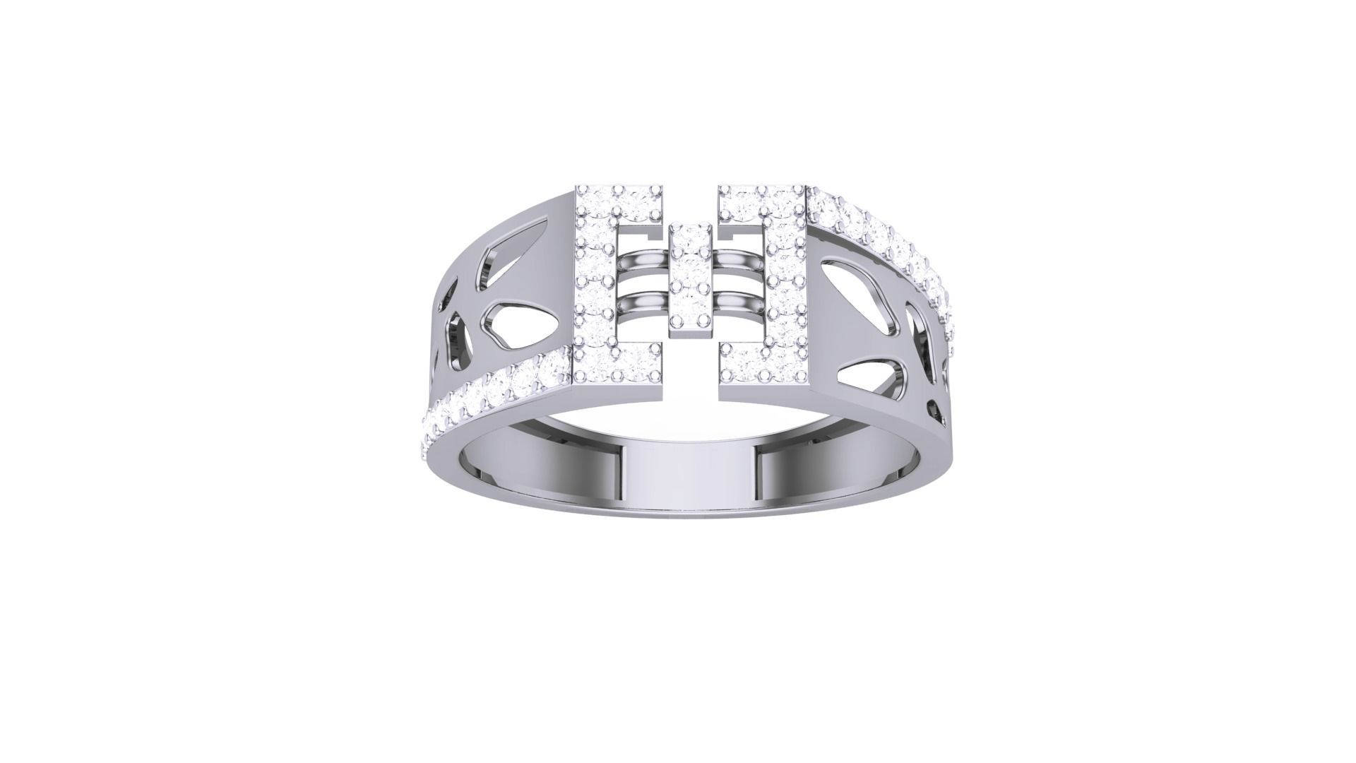 Men Groom Gents Diamond Ring 3dm stl obj mtl 3mf glb 3D print model_6