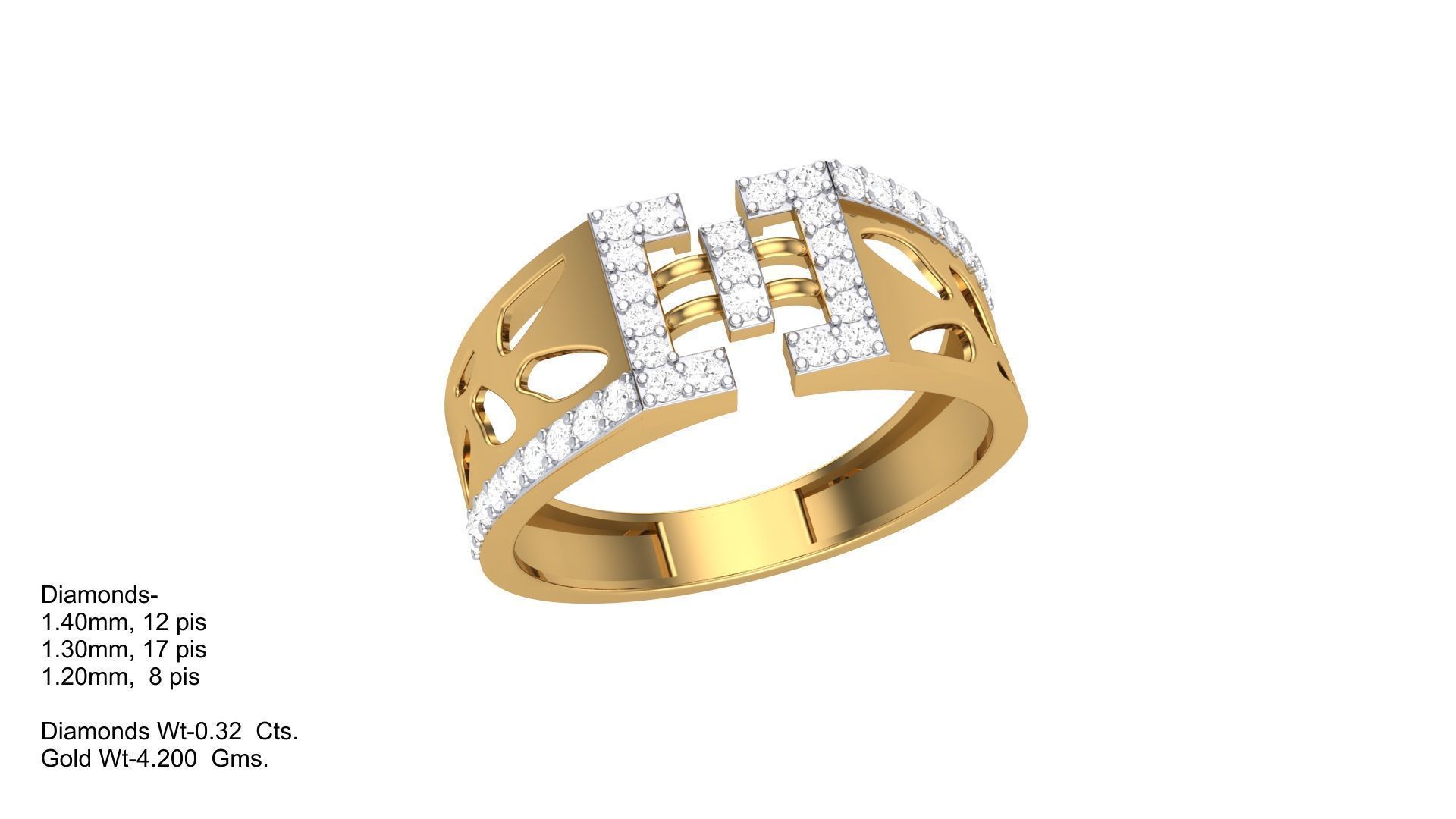 Men Groom Gents Diamond Ring 3dm stl obj mtl 3mf glb 3D print model_4