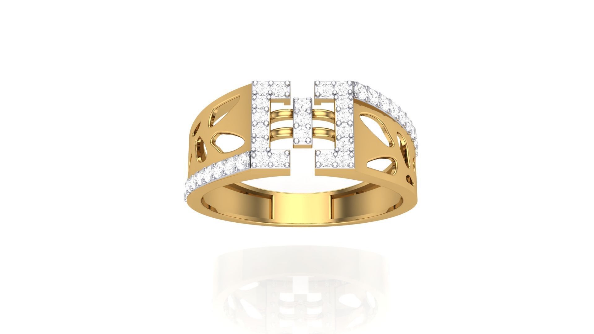 Men Groom Gents Diamond Ring 3dm stl obj mtl 3mf glb 3D print model_5