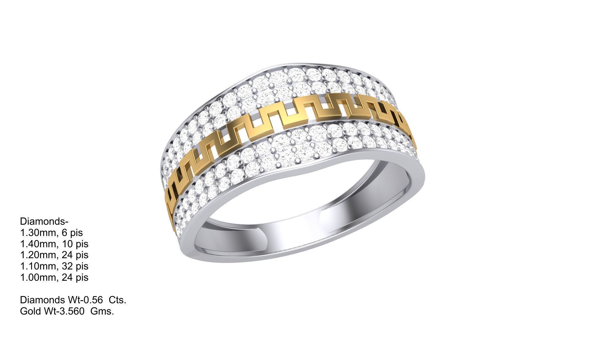 Men Groom Gents Diamond Ring 3dm stl obj mtl 3mf glb 3D print model_1