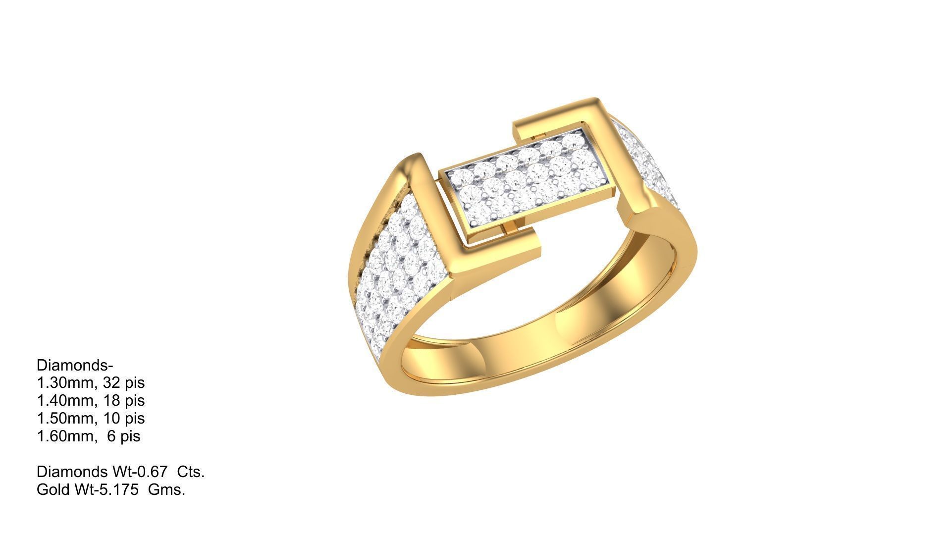 Men Groom Gents Diamond Ring 3dm stl obj mtl 3mf glb 3D print model_3