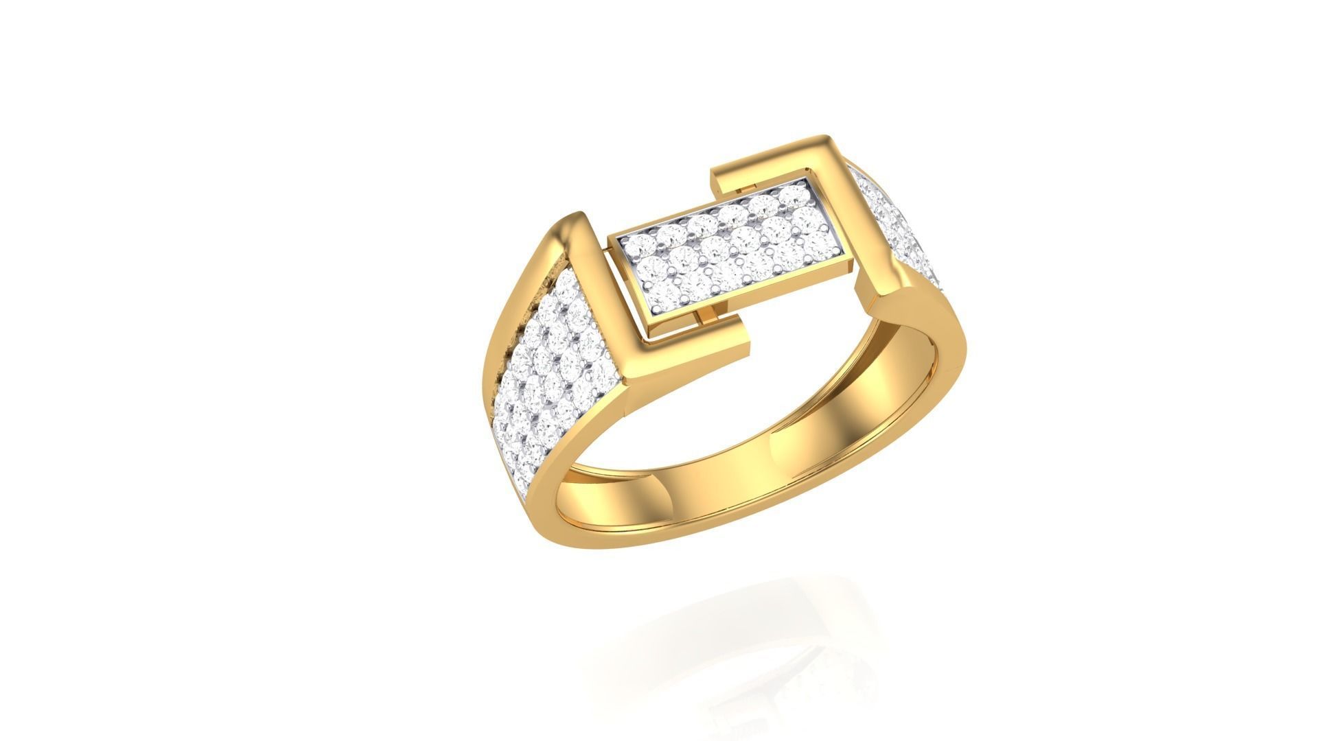 Men Groom Gents Diamond Ring 3dm stl obj mtl 3mf glb 3D print model_2