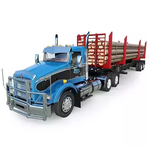 Truck kenworth T800 Logging truck Low-poly 3D model