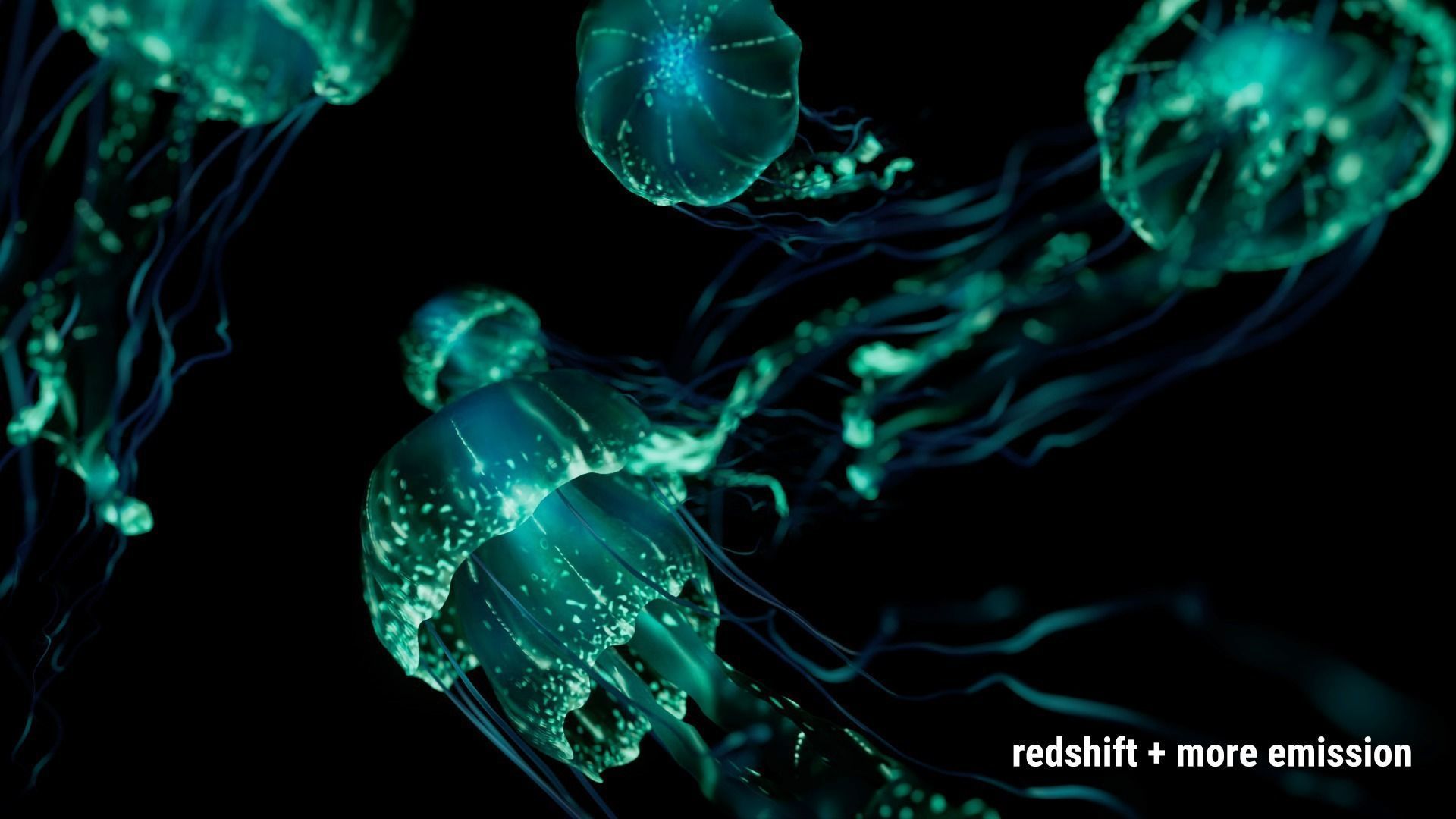 Animated Bioluminescent Jellyfish set up in Octane AND Redshift 3D model_9
