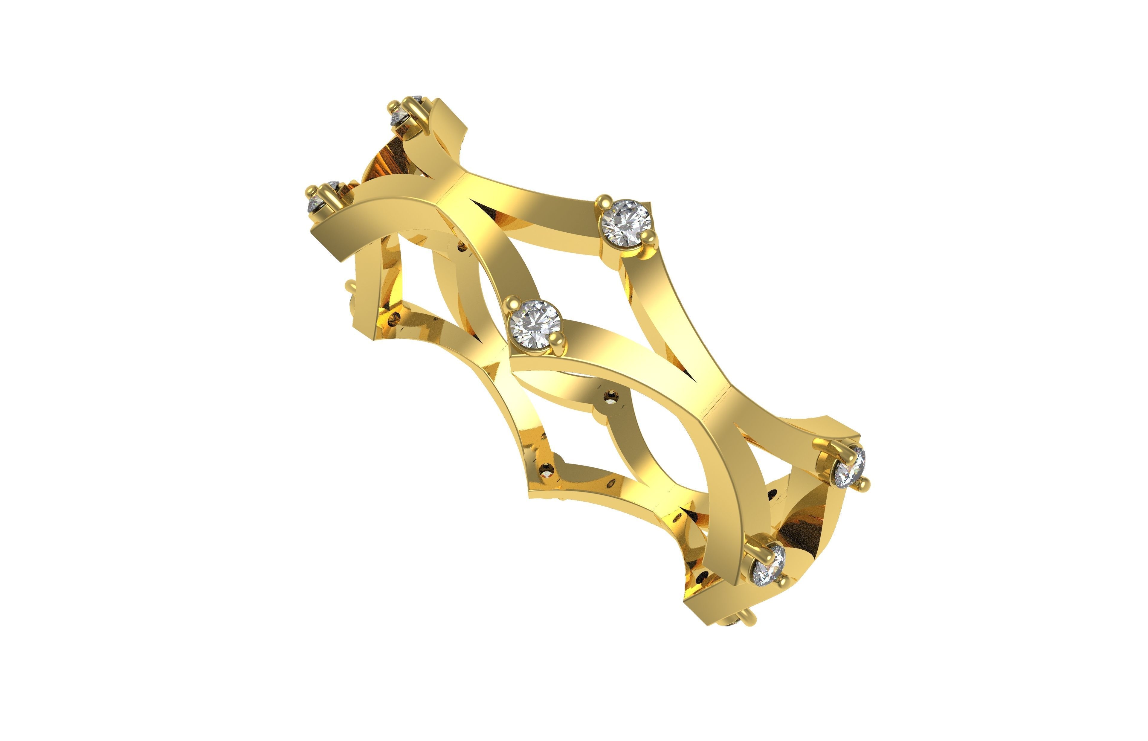 Cross Over Zigzag Eternity Wedding Band 3D print model_2