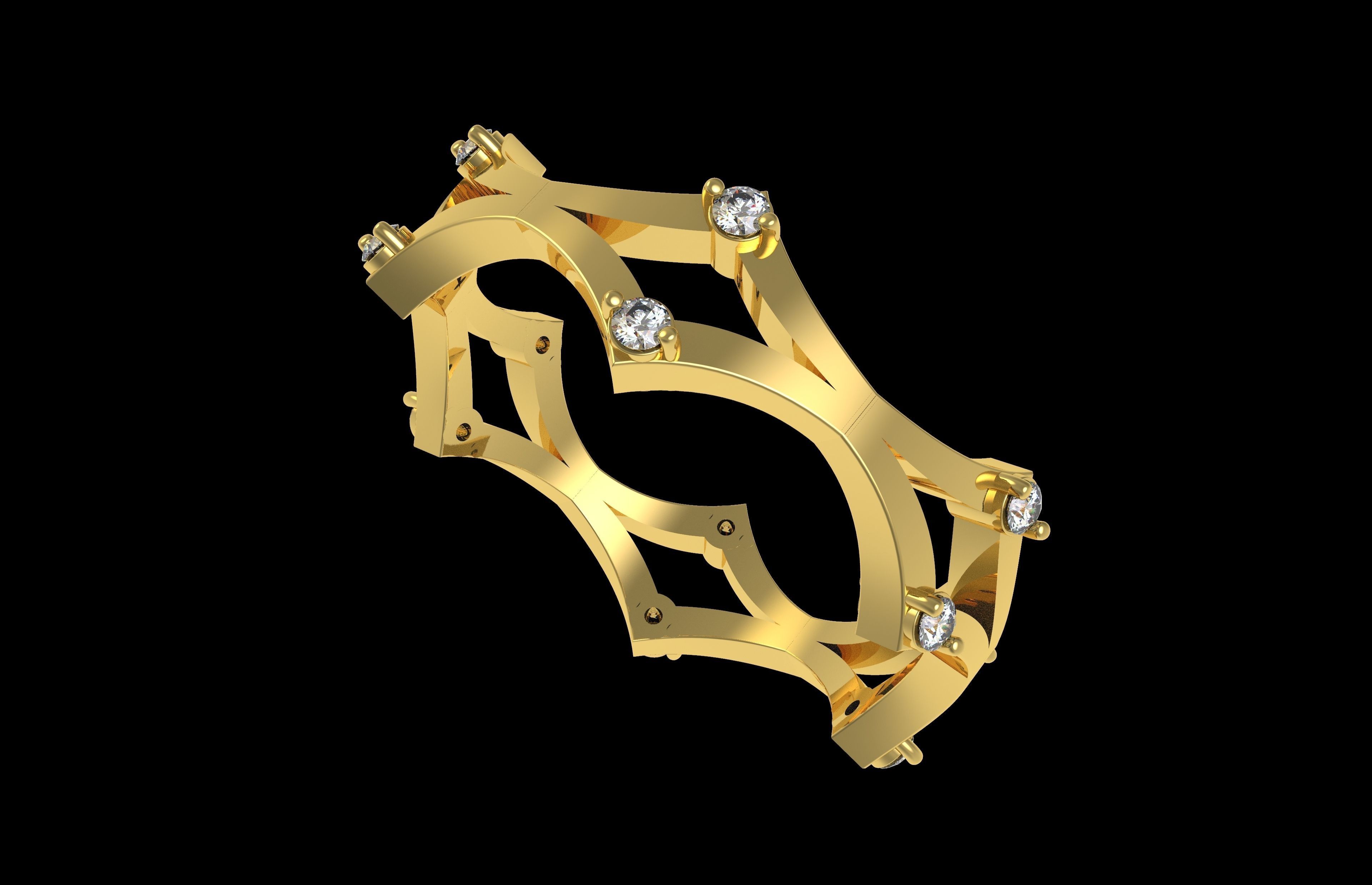 Cross Over Zigzag Eternity Wedding Band 3D print model_11