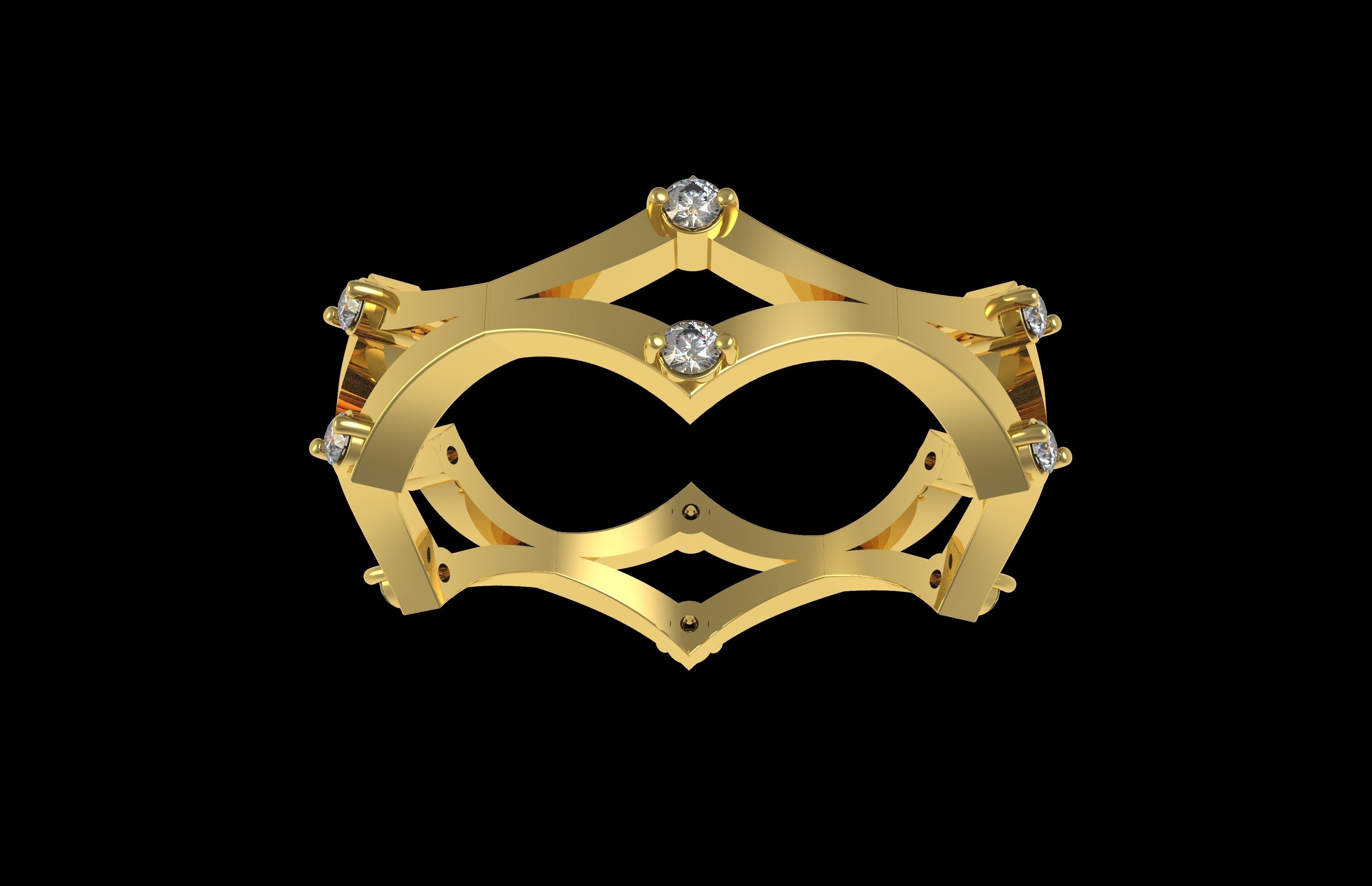 Cross Over Zigzag Eternity Wedding Band 3D print model_9