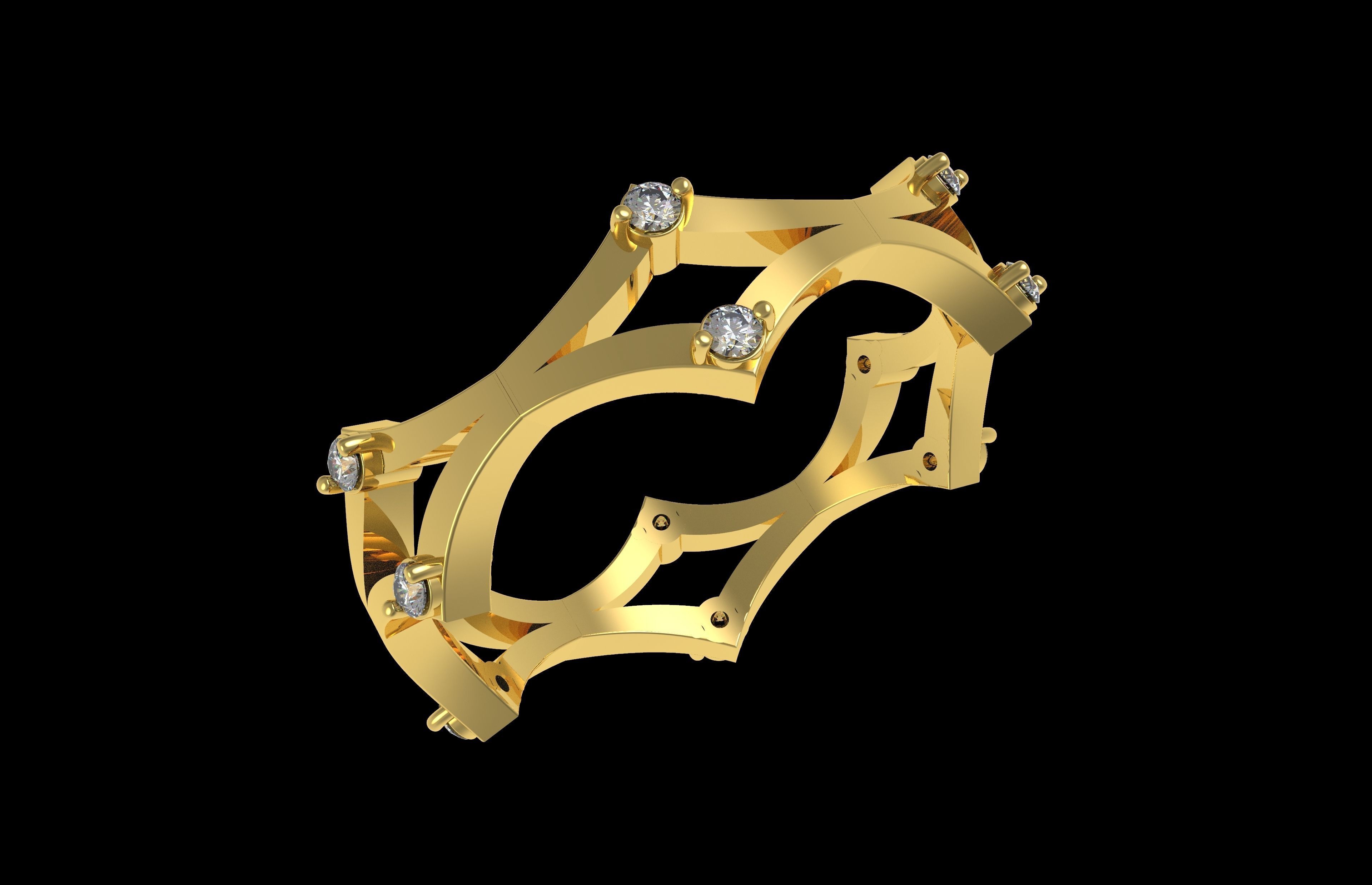 Cross Over Zigzag Eternity Wedding Band 3D print model_10