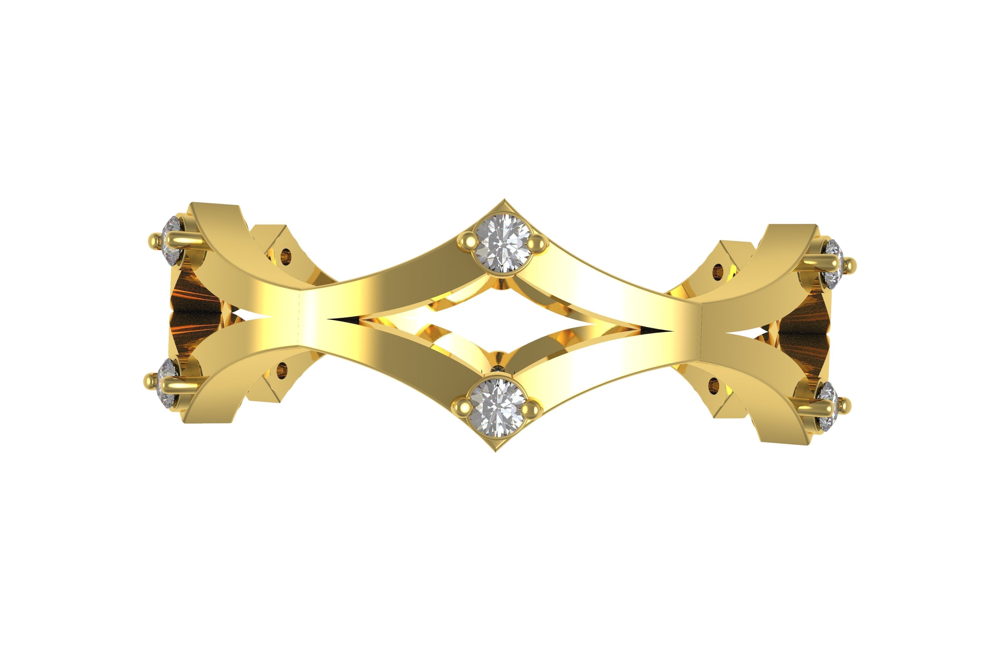 Cross Over Zigzag Eternity Wedding Band 3D print model_1