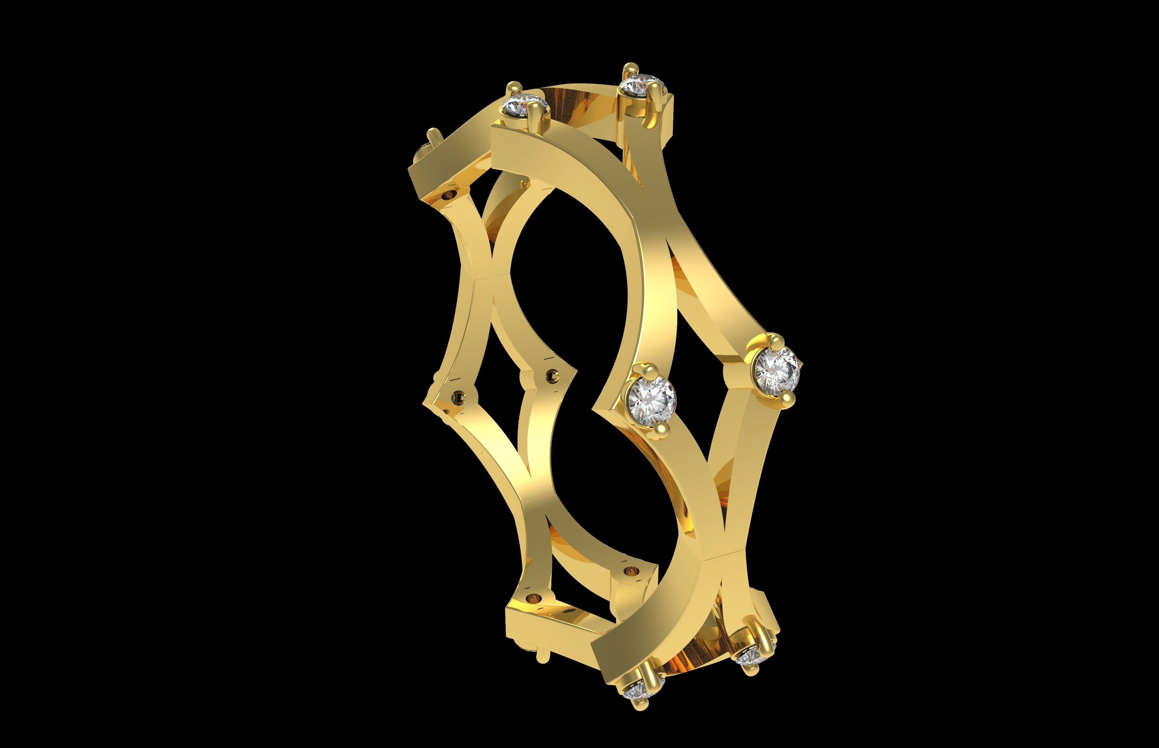 Cross Over Zigzag Eternity Wedding Band 3D print model_12