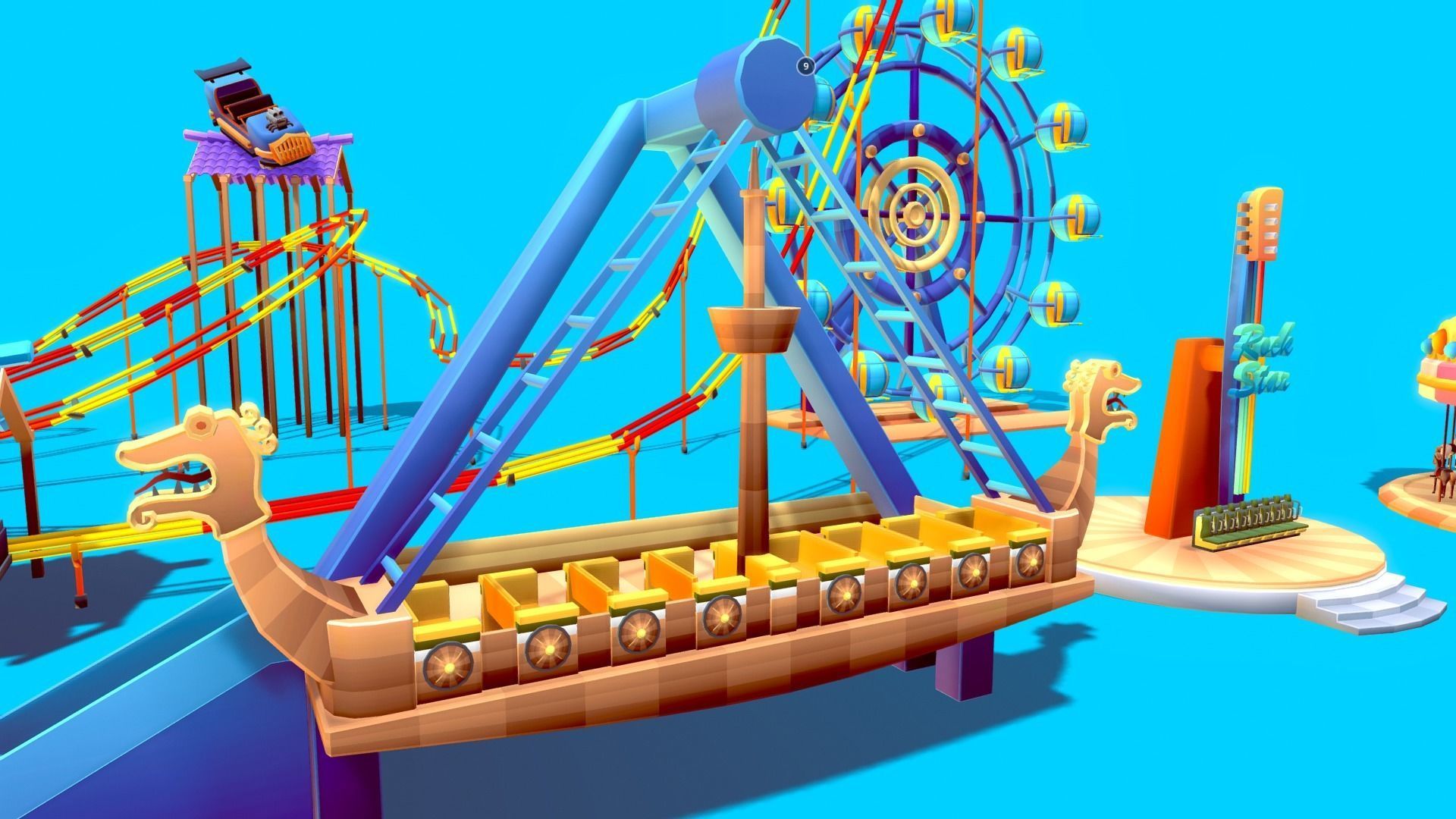Amusement Park Asset Pack Low-poly 3D model_8