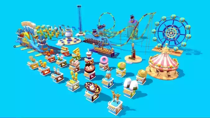 Amusement Park Asset Pack Low-poly 3D model
