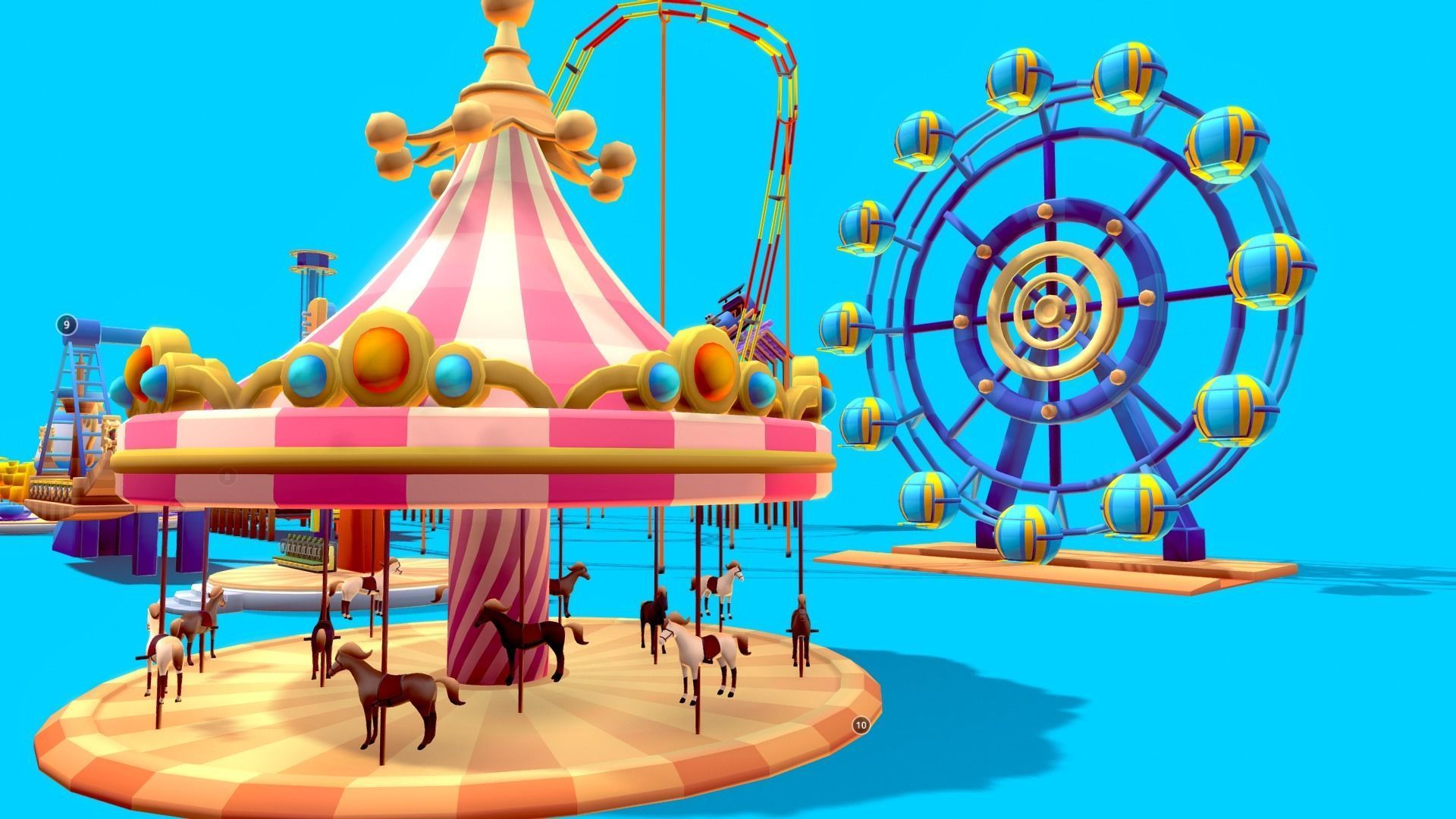 Amusement Park Asset Pack Low-poly 3D model_9
