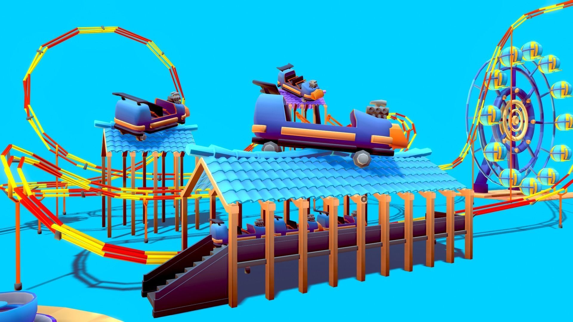 Amusement Park Asset Pack Low-poly 3D model_7