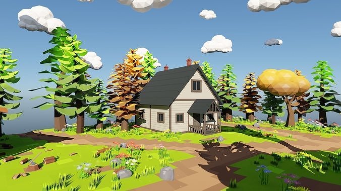 Isometric Train Scene 3D model 6