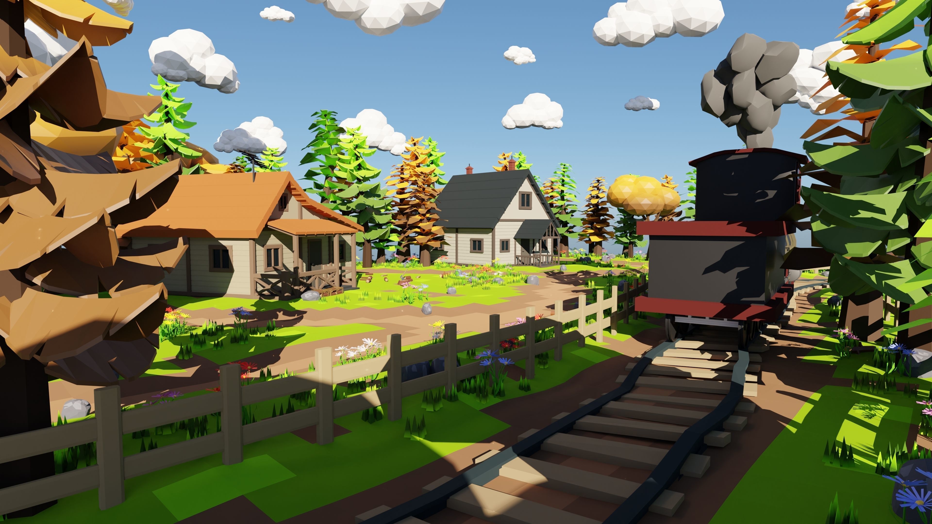 Isometric Train Scene 3D model | CGTrader