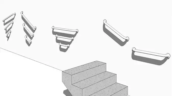 Revit Grap Bar Towel Rail Wall Based Family 3D model Revit Grap Bar Towel Rail Wall Based Family 3D model