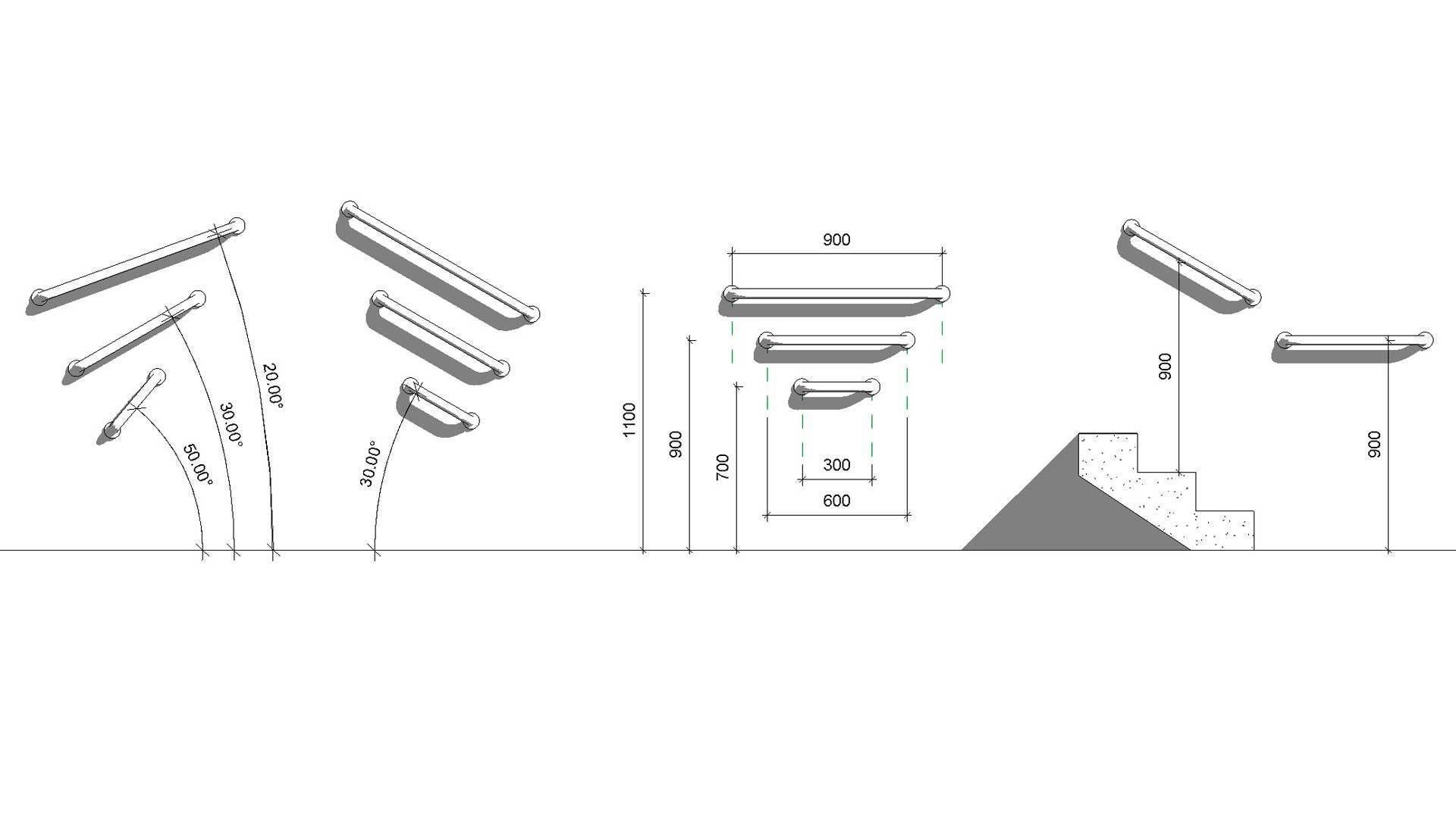 Revit Grap Bar Towel Rail Wall Based Family 3D model_3