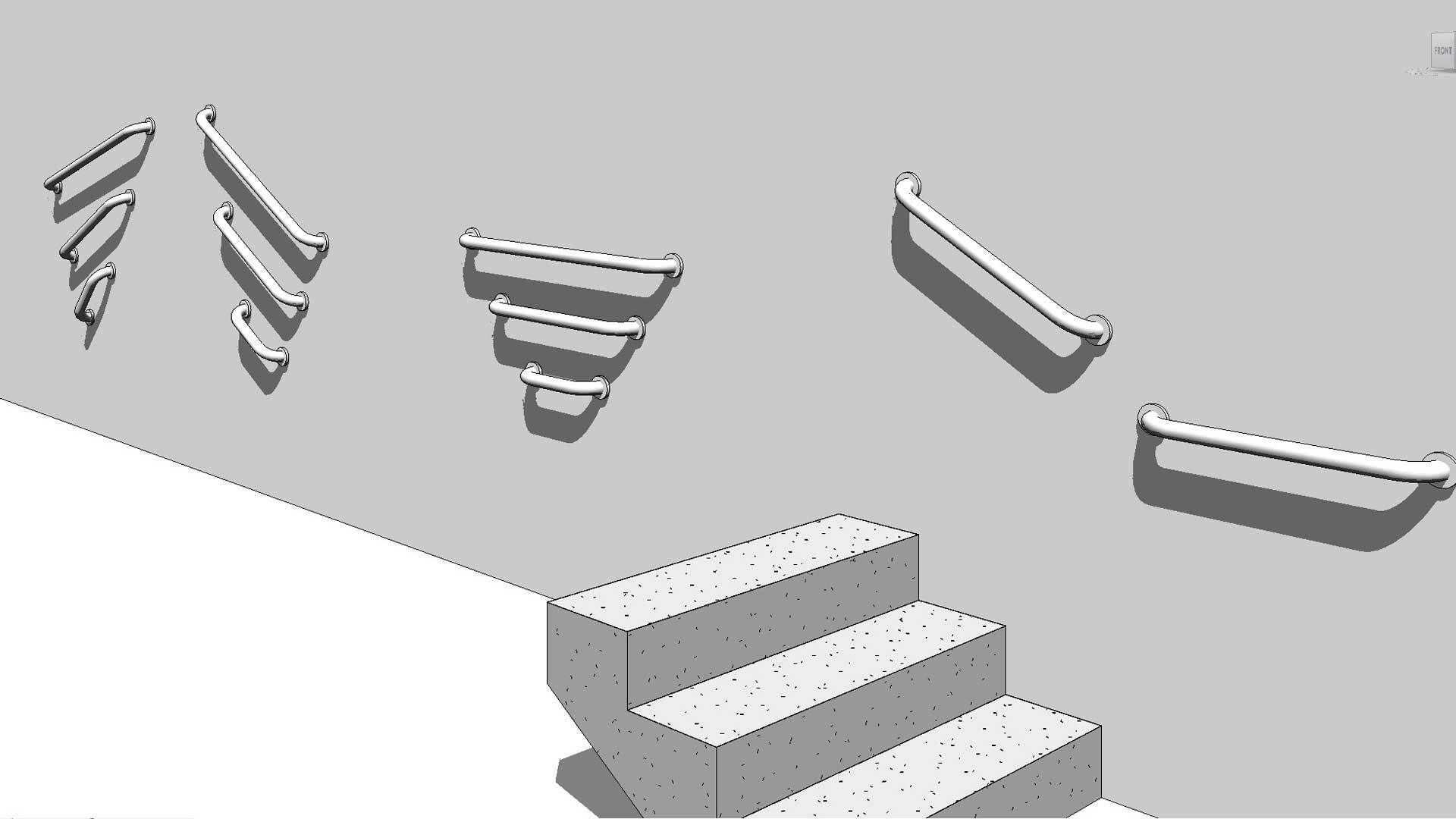 Revit Grap Bar Towel Rail Wall Based Family 3D model_2