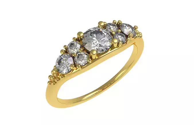 Simple Seven Diamond Engagement Ring