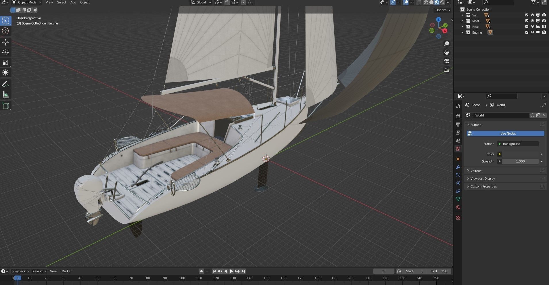 Small Sail Yacht White 3D model_10