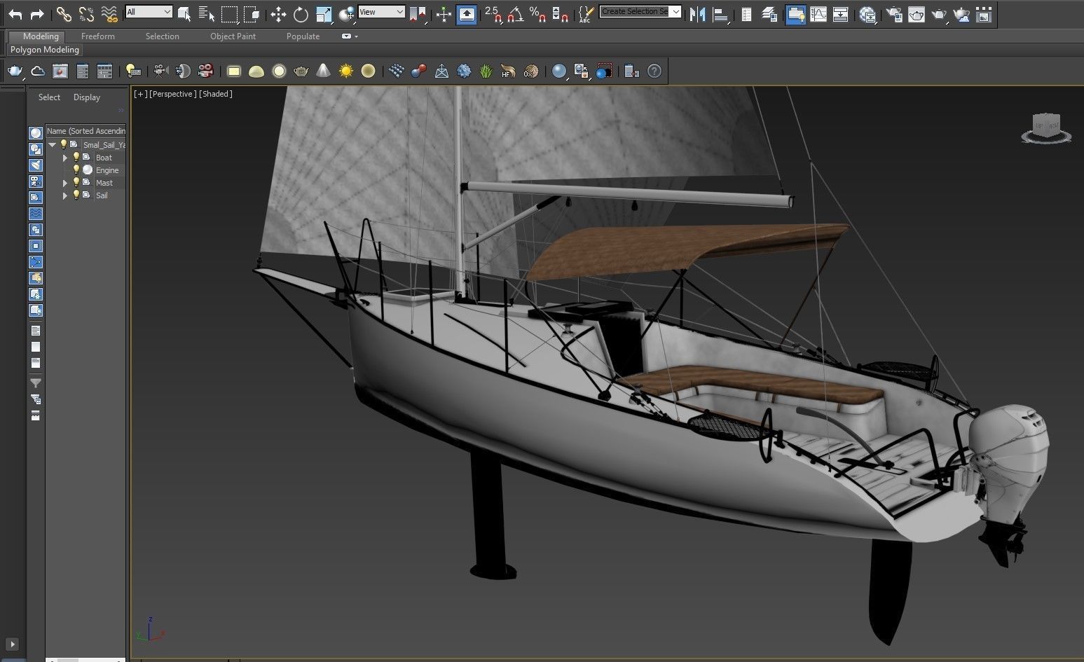 Small Sail Yacht White 3D model_9