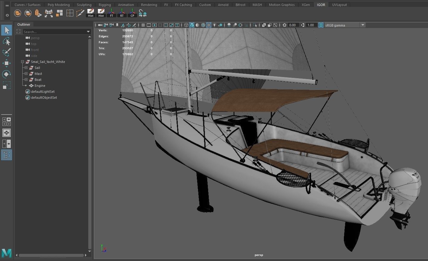 Small Sail Yacht White 3D model_11