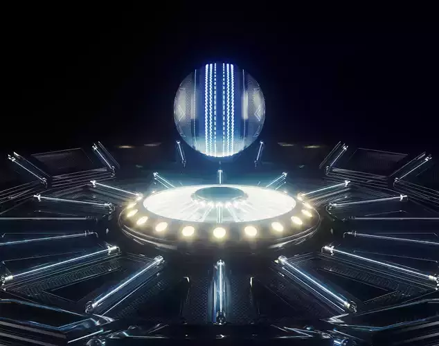 Futuristic Cricket Ball and Stage 3D model