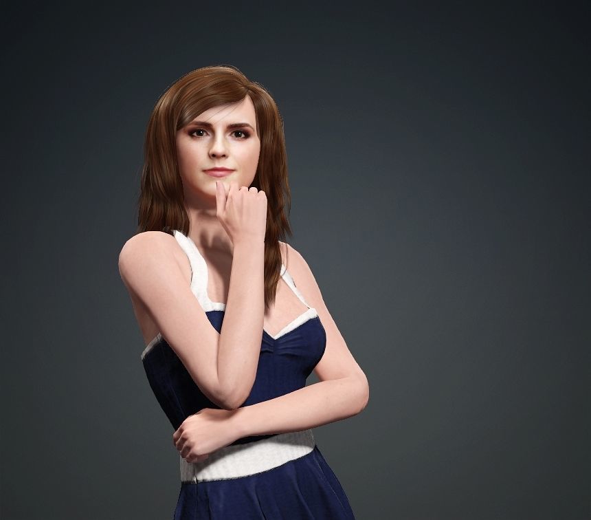 Emma Watson rigged animated  2500 free animation tutorial Low-poly 3D model_9