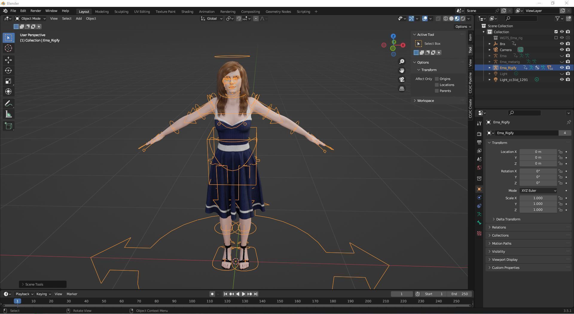 Emma Watson rigged animated  2500 free animation tutorial Low-poly 3D model_20