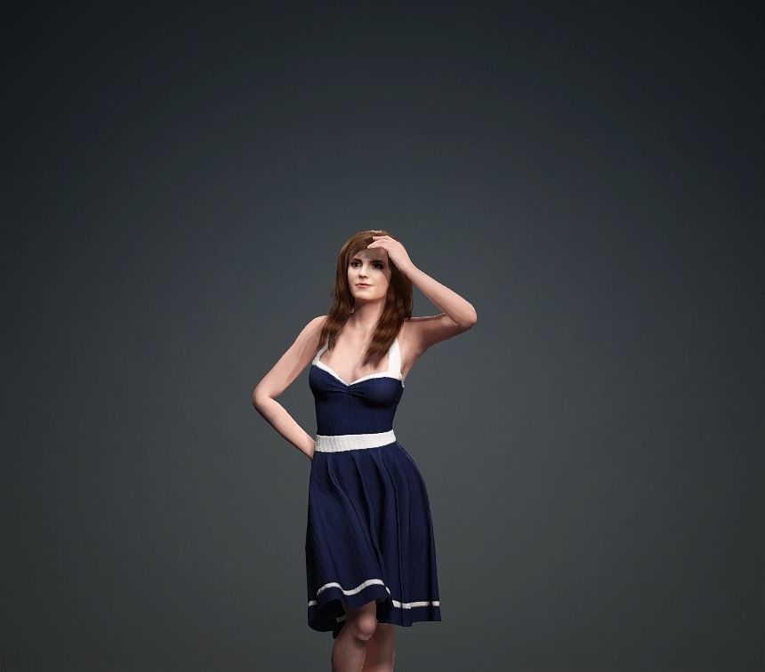 Emma Watson rigged animated  2500 free animation tutorial Low-poly 3D model_10