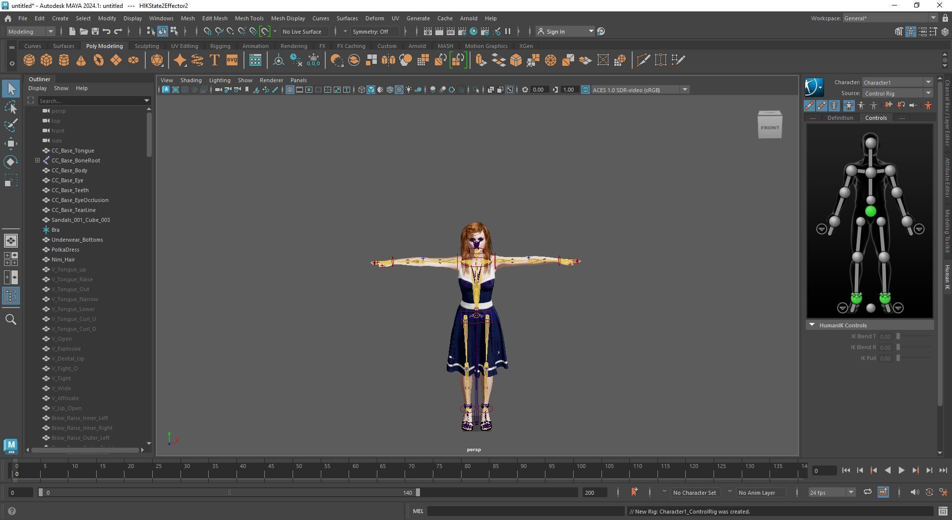 Emma Watson rigged animated  2500 free animation tutorial Low-poly 3D model_22